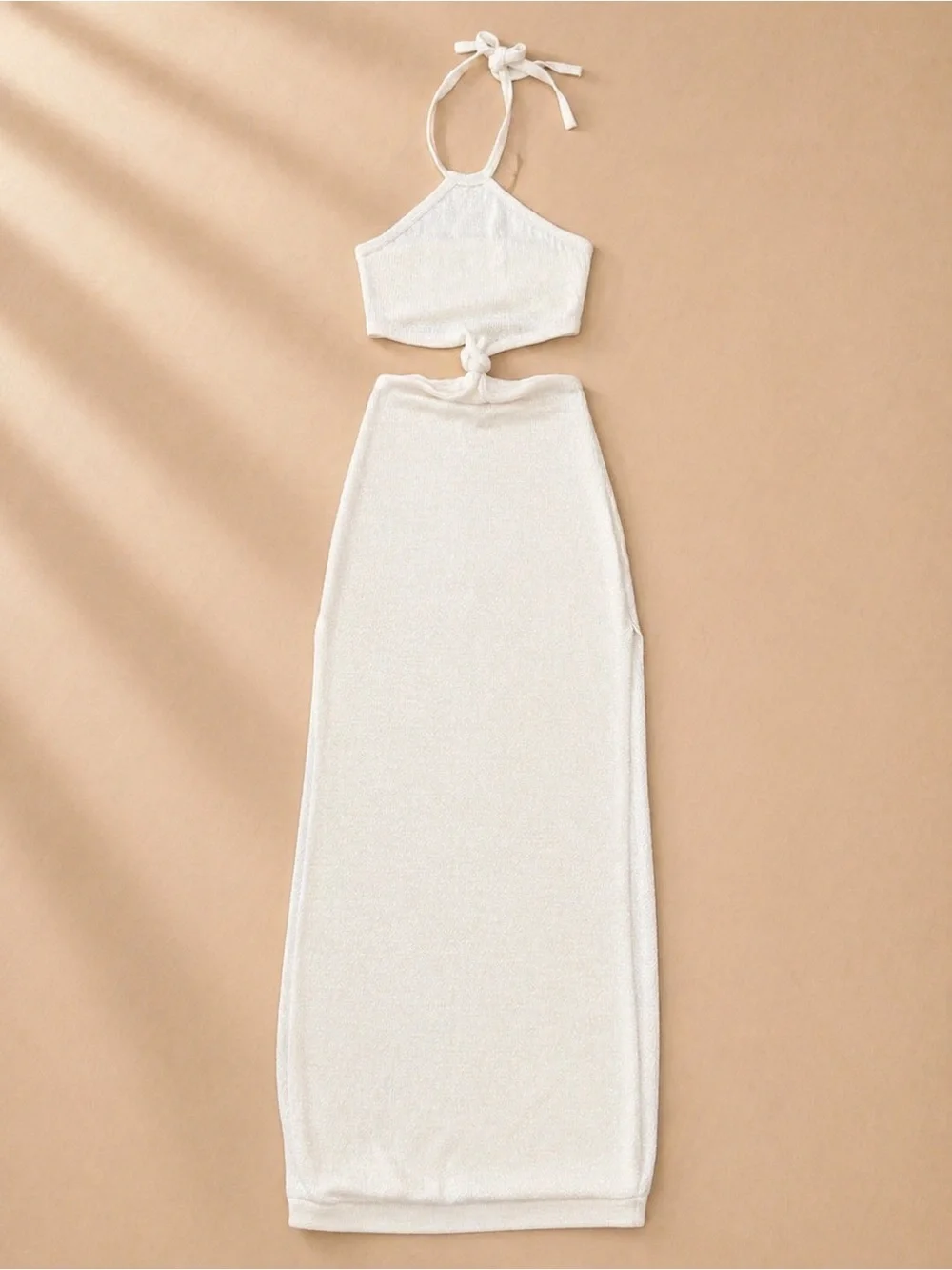 Women's White / Cream Halter Maxi Dress